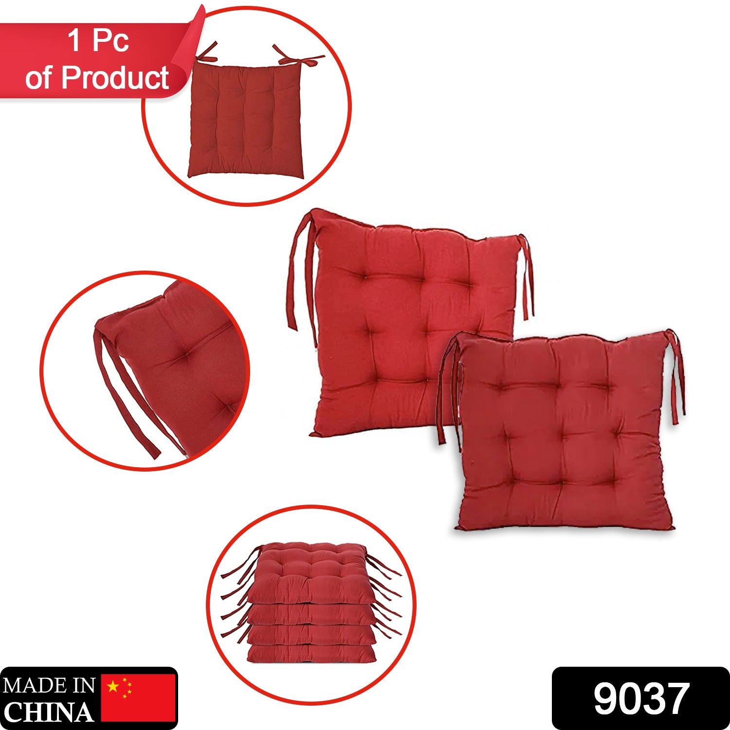 9037 Square Chair Pad Seat Cushion for Car Pad, Indoor/Outdoor with Ties (15 inch) DeoDap 9037 Square Chair Pad Seat Cushion for Car Pad, Indoor/Outdoor with Ties (15 inch) DeoDap